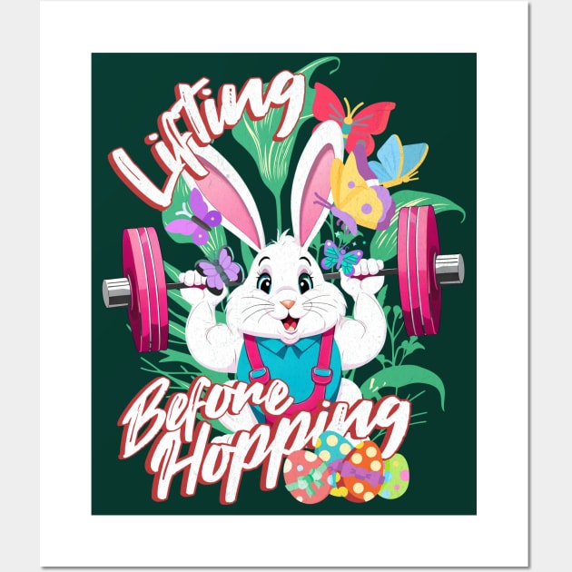 Bunny Weightlifting Easter a Fitness Gym Bodybuilding Funny Wall Art by alcoshirts